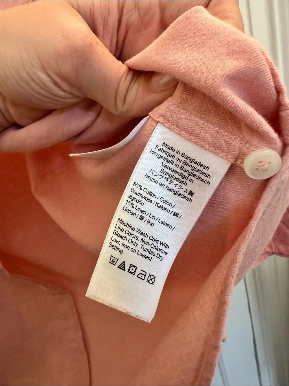 J. Crew Men's Long-Sleeve Button-Down Shirt in Light Pink